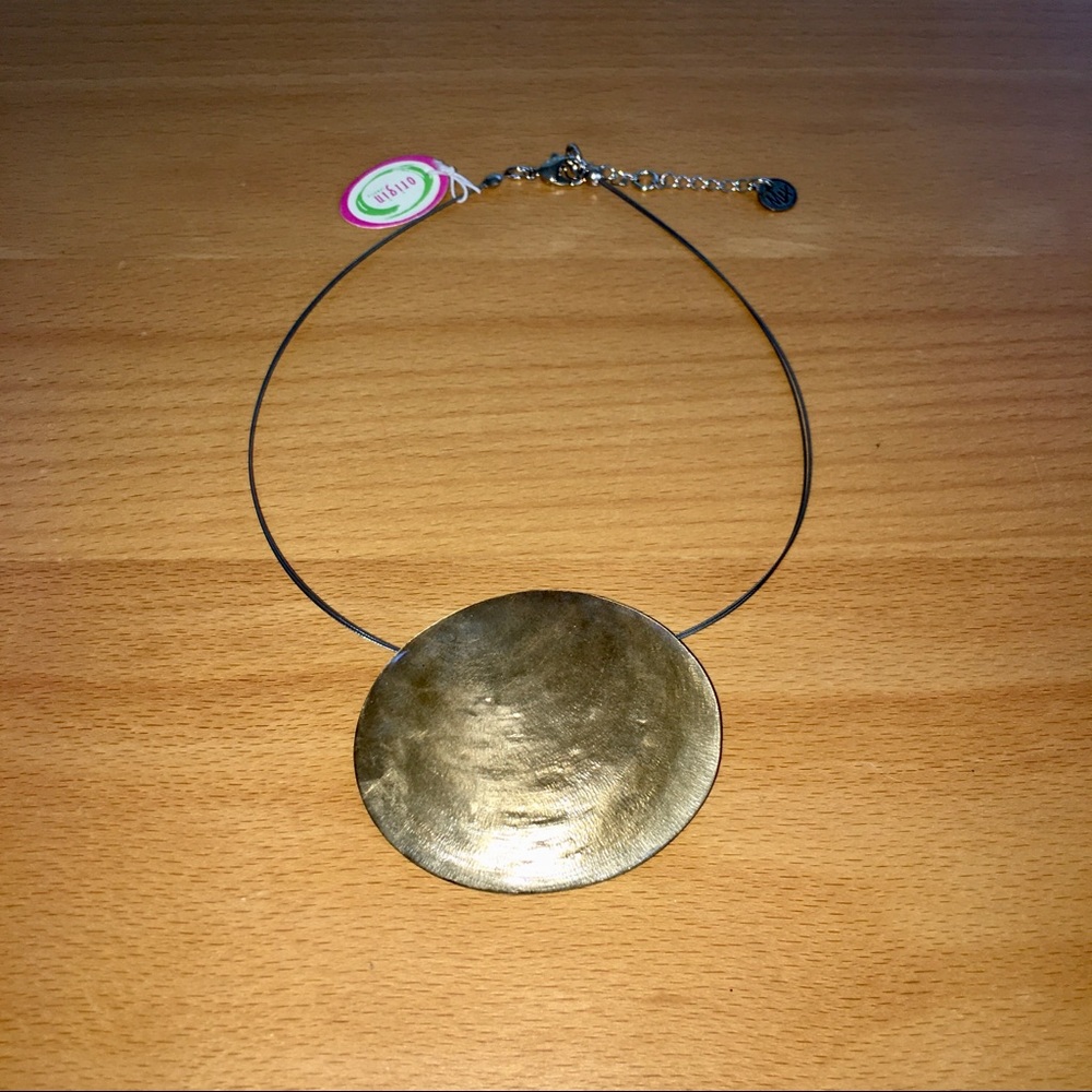 Culture Mix Wire Necklace, Gold Mother of Pearl